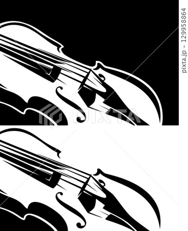 classical music copy space vector background with violin instrument outline 129958864