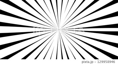 A template for cartoon comics. Black rays on a white background. Pop art style template for superhero text in comics, speech bubble, message. 129958946