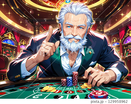 もう一勝負したそうなカジノの男性 もう一勝負したそうなカジノの男性 129958962