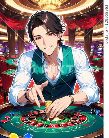 只者ではなさそうな賭場の男性 只者ではなさそうな賭場の男性 129958963