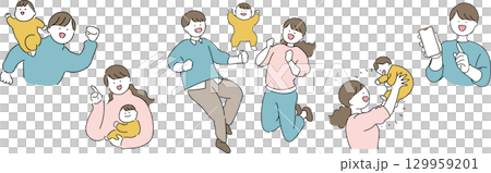 跳躍的三口之家 129959201