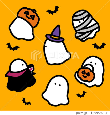 ハロウィンオバケパターン 129959204