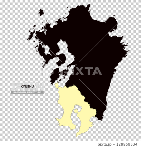 日本地図 九州 鹿児島県 県境無し 03 日本地図 九州 鹿児島県 県境無し 03 129959334