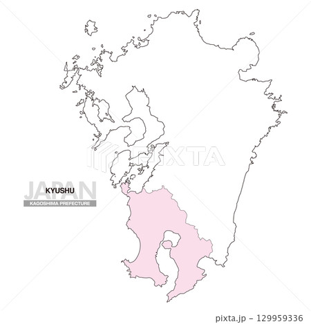 日本地図 九州 鹿児島県 県境無し 01 日本地図 九州 鹿児島県 県境無し 01 129959336