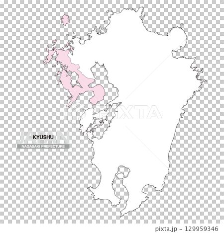 Map of Japan Kyushu Nagasaki Prefecture No prefectural borders 01 129959346