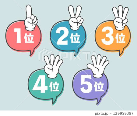 手の指で数字のカウントサイン12345 手の指で数字のカウントサイン12345 129959387