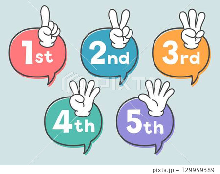 手の指で数字のカウントサイン12345 129959389