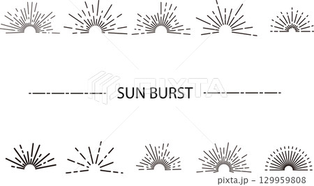 サンバースト、太陽光、太陽_イラストセット 129959808
