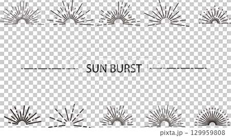 サンバースト、太陽光、太陽_イラストセット 129959808