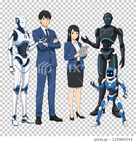 Set of Business man character design. Cartoon illustration. 129960343