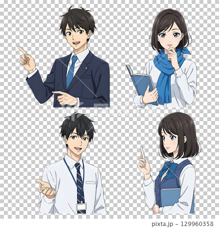 Set of Business man character design. Cartoon illustration. 129960358