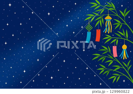 七夕イメージ　天の川　短冊 129960822