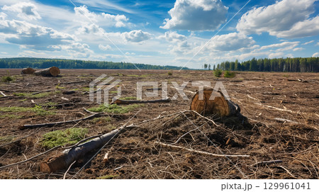 Stark landscape of deforestation. 129961041