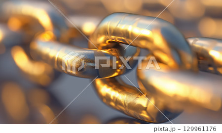 Close-up of golden chain links 129961176