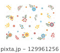 Flowers and leaves in autumn retro colours 129961256