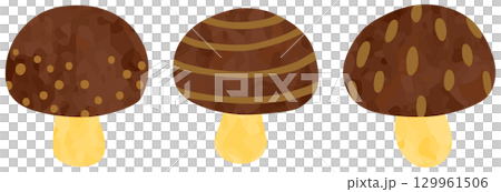 帶有圖案的棕色蘑菇插圖集小向量素材 帶有圖案的棕色蘑菇插圖集小向量素材 129961506