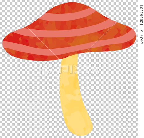 Large striped umbrella mushroom illustration vector material 129961508