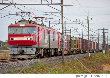 東北本線　東鷲宮ー栗橋　JR貨物　EH500-63（仙台） 129961587