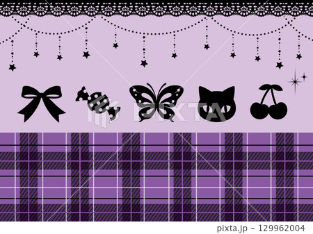 かわいいゴスロリアイコンと紫のチェック 129962004