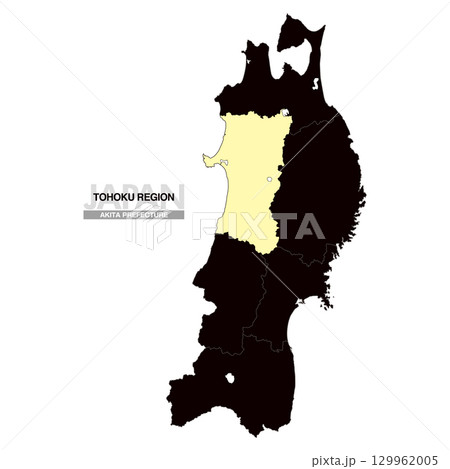 日本地図 東北地方 秋田県 県境有り 03 日本地図 東北地方 秋田県 県境有り 03 129962005
