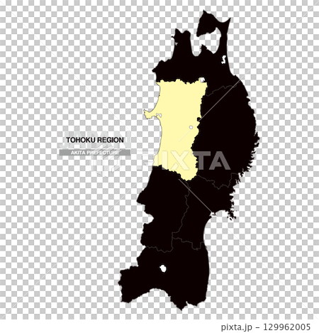 日本地図 東北地方 秋田県 県境有り 03 日本地図 東北地方 秋田県 県境有り 03 129962005