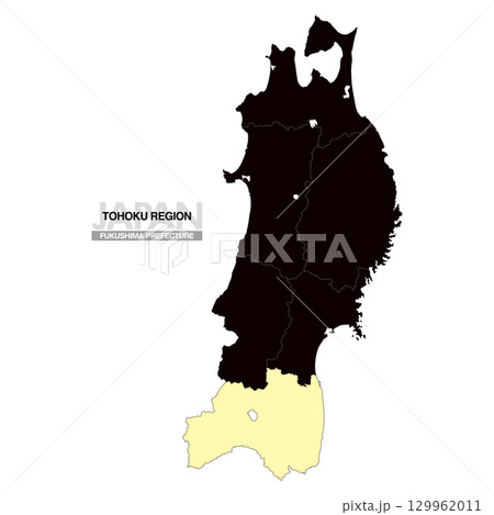 日本地図 東北地方 福島県 県境有り 03 日本地図 東北地方 福島県 県境有り 03 129962011