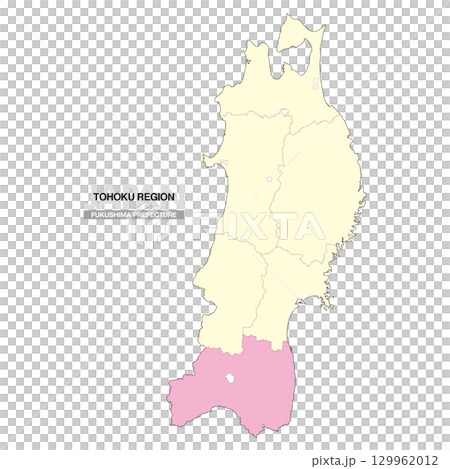 日本東北地區福島縣地圖（含縣界 02） 129962012