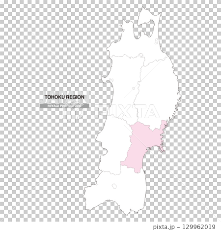日本東北地區宮城縣地圖（含縣界 01） 129962019
