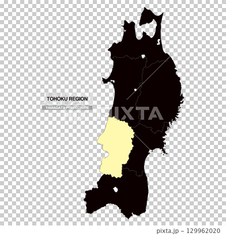 日本東北地區山形縣地圖（含縣界 03） 129962020