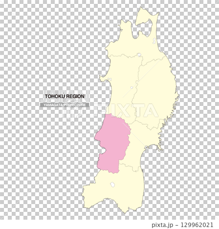 日本東北地區山形縣地圖（含縣界 02） 129962021
