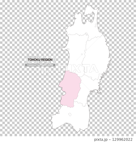 日本地図 東北地方 山形県 県境有り 01 129962022