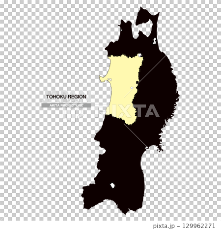 日本地図 東北地方 秋田県 県境無し 03 129962271