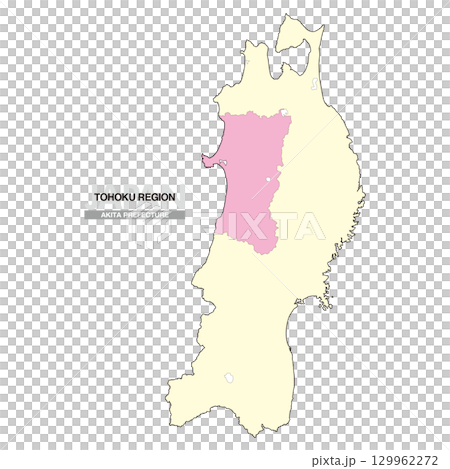 Map of Japan Tohoku Region Akita Prefecture No Prefectural Borders 02 129962272