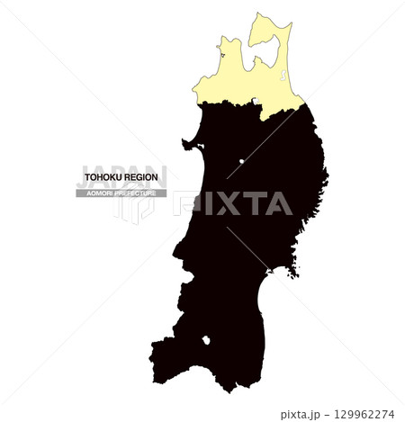 日本地図 東北地方 青森県 県境無し 03 129962274