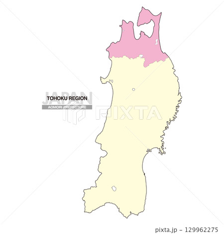日本地図 東北地方 青森県 県境無し 02 129962275