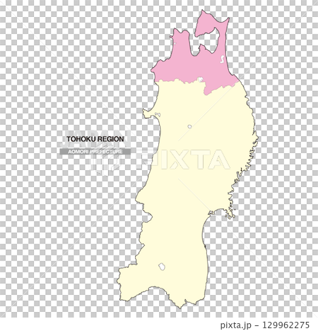 日本地図 東北地方 青森県 県境無し 02 129962275