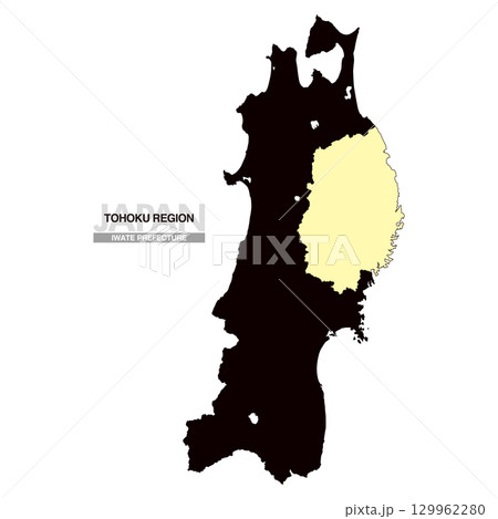 日本地図 東北地方 岩手県 県境無し 03 日本地図 東北地方 岩手県 県境無し 03 129962280