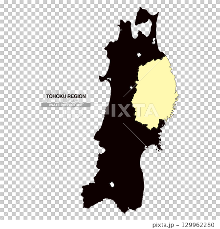 日本地図 東北地方 岩手県 県境無し 03 日本地図 東北地方 岩手県 県境無し 03 129962280