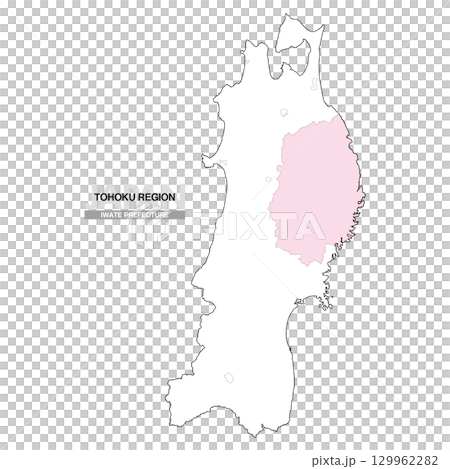 日本地図 東北地方 岩手県 県境無し 01 129962282