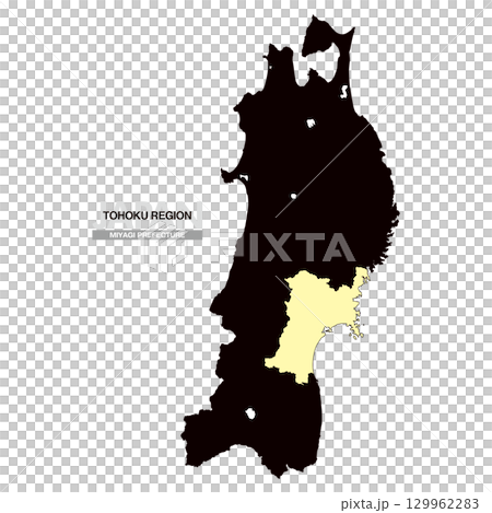 Map of Japan Tohoku Region Miyagi Prefecture No Prefectural Borders 03 Map of Japan Tohoku Region Miyagi Prefecture No Prefectural Borders 03 129962283