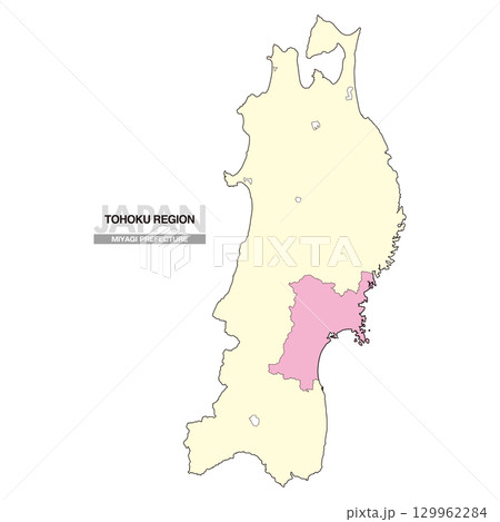 日本地図 東北地方 宮城県 県境無し 02 129962284