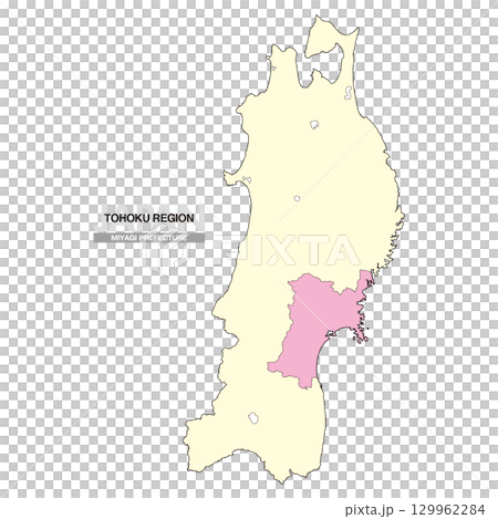 日本地図 東北地方 宮城県 県境無し 02 129962284