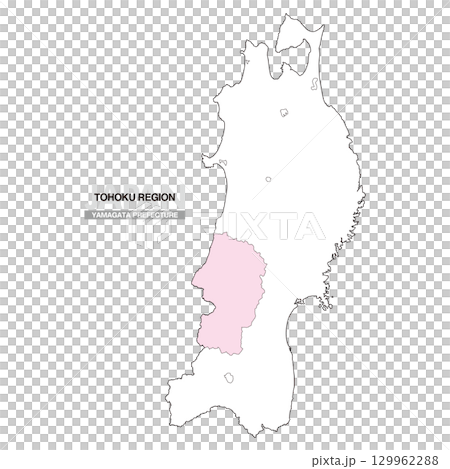 日本地図 東北地方 山形県 県境無し 01 日本地図 東北地方 山形県 県境無し 01 129962288