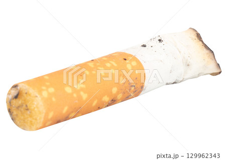 Cigarette Butt on White Background trash Cigarette Butt on White Background trash 129962343
