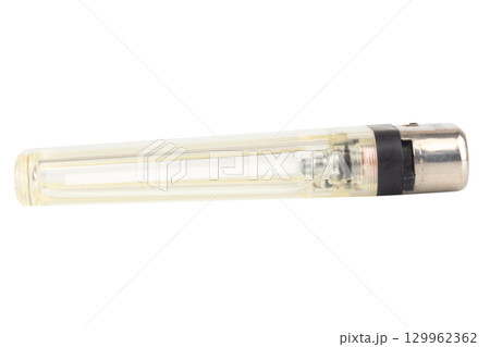 Single White Lighter on White Background 129962362