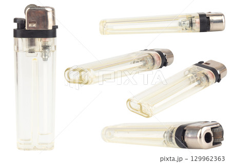Single White Lighter on White Background 129962363