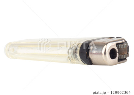 Single White Lighter on White Background 129962364