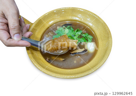 Top view of Hand with fish maw , focus selective Top view of Hand with fish maw , focus selective 129962645