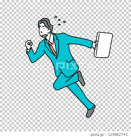 插圖 向量 商人 不耐煩 急忙 插圖 商人 不耐煩 急忙 急忙 急忙 129962741