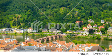 Scenic European Town by a River. Heidelberg, Baden Wuerttemberg, Germany, 129963649